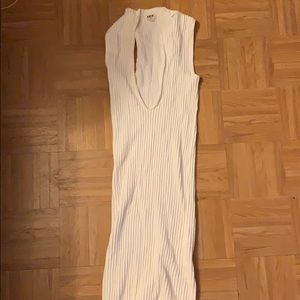 White deep v-neck dress